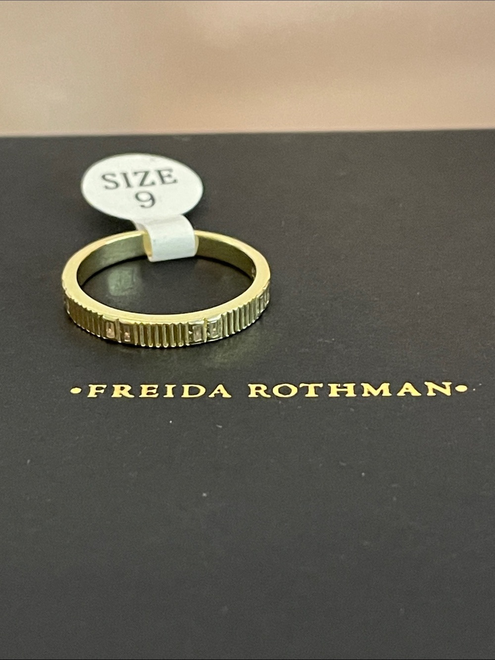 Freida Rothman Gold Over Sterling Silver Stacking Band Ring Size 9 NWT $125 MSRP